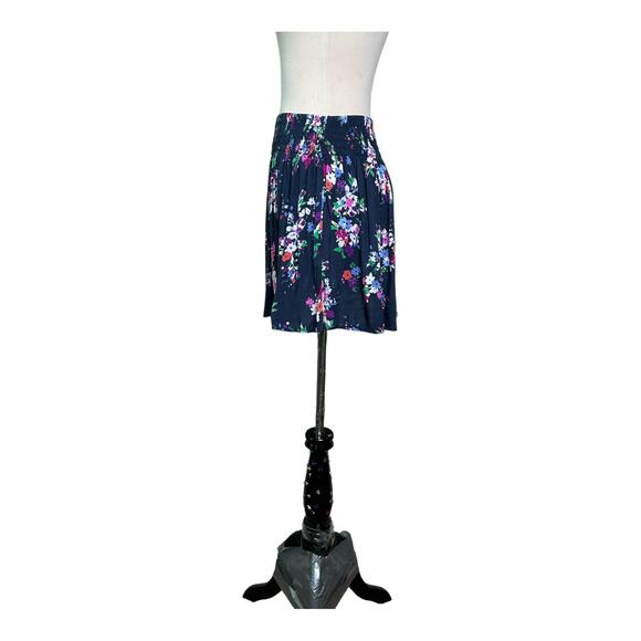 Express blue floral pull on pleated mini skirt size XS - Picture 3 of 11